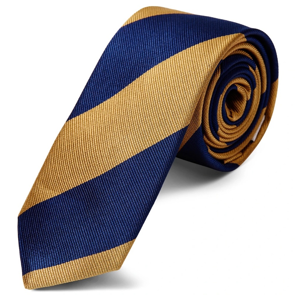 NWT J. Crew Men’s Silk Navy and Gold Diagonal Striped Tie